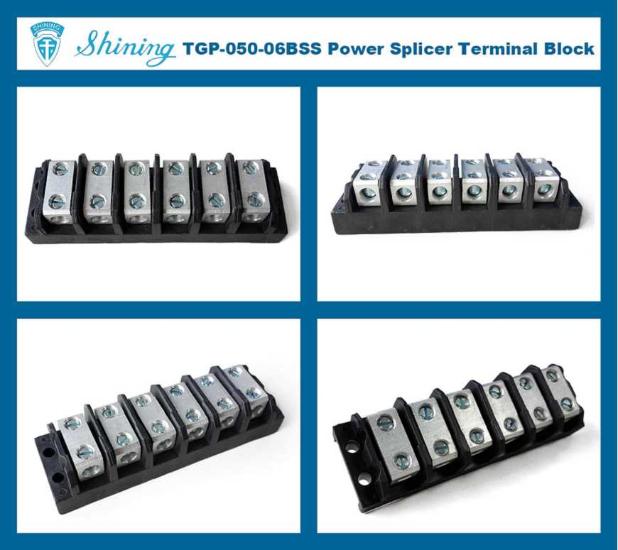 TGP-050-06BSS 600V 50A 6 Way Power Splicer Terminal Block