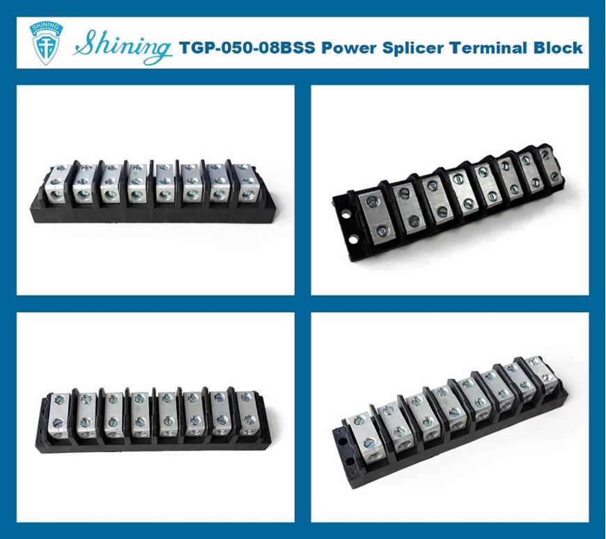 TGP-050-08BSS 600V 50A 8 Way Power Splicer Terminal Block