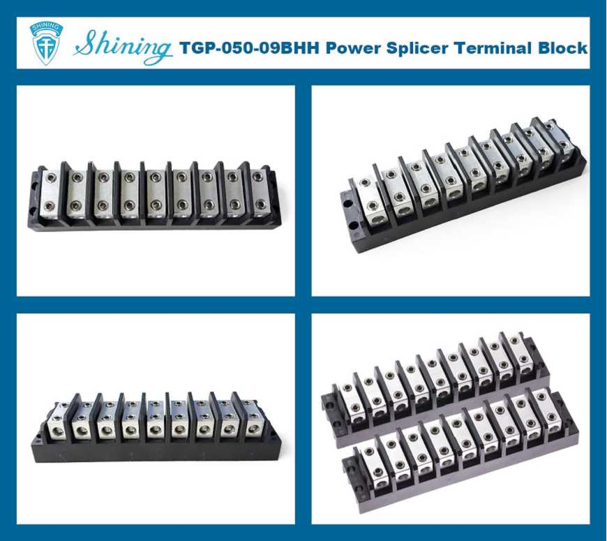 TGP-050-09BHH 600V 50A 9 Way Power Splicer Terminal Block