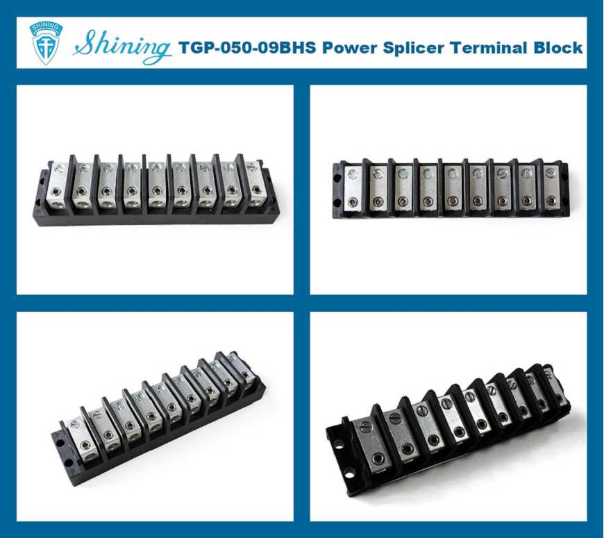 TGP-050-09BHS 600V 50A 9 Way Power Splicer Terminal Block