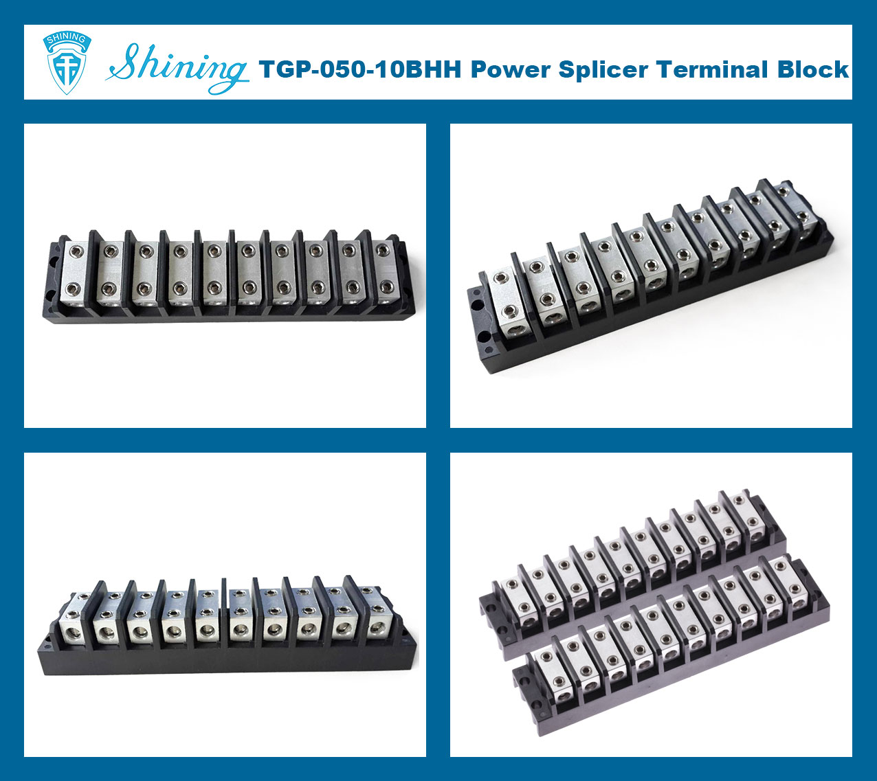 TGP-050-10BHH 600V 50A 10 Way Power Splicer Terminal Block