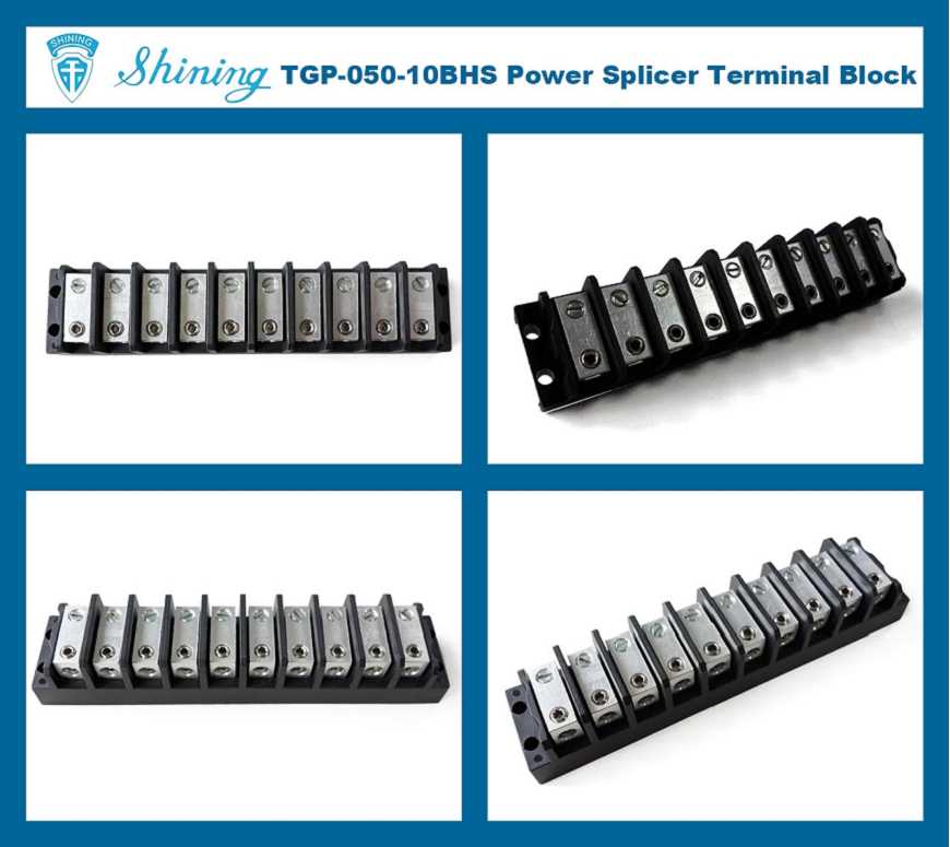 TGP-050-10BHS 600V 50A 10 Way Power Splicer Terminal Block