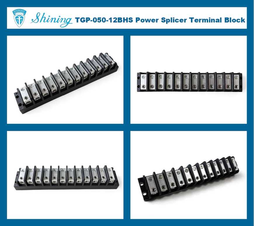 TGP-050-12BHS 600V 50A 12 Way Power Splicer Terminal Block