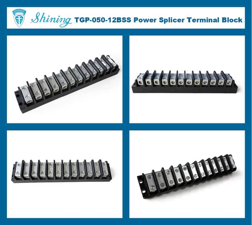 TGP-050-12BSS 600V 50A 12 Way Power Splicer Terminal Block